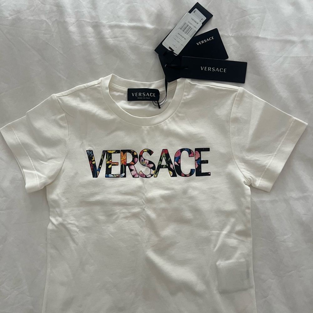 Brand new with tags Versace White T-Shirt with Floral Logo
